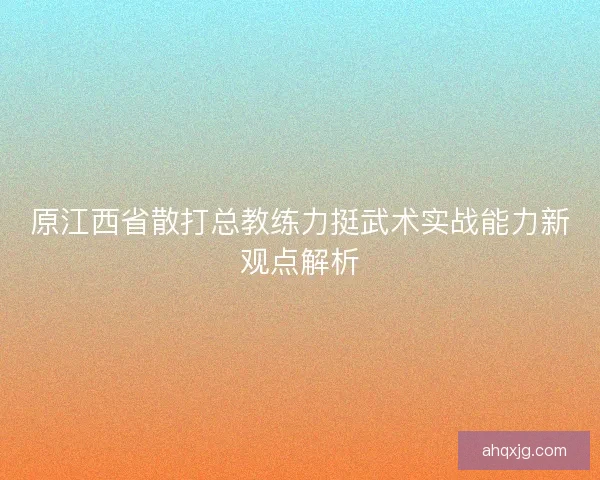 原江西省散打总教练力挺武术实战能力新观点解析